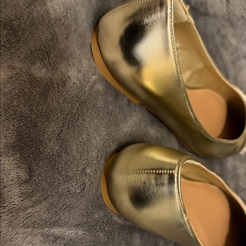Abound Metallic Gold Flats with Rhinestone Bow - Picture 4 of 5